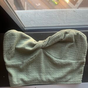 green strapless top